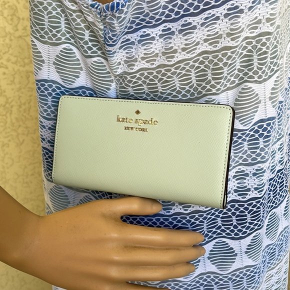 Kate Spade Staci Large Slim Bifold Wallet Crystal Blue - Picture 12 of 14